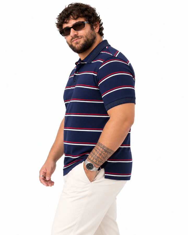 PLUS SIZE MEN STRIPER POLO | XL-7XL