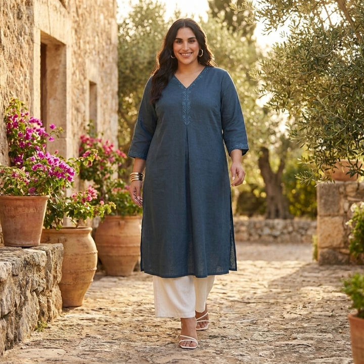 PLUS SIZE WOMEN’S SOLID ETHNIC KURTA | XL-7XL