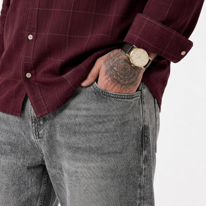 PLUS SIZE LINEN CHECK SHIRT FOR MEN | XL-7XL