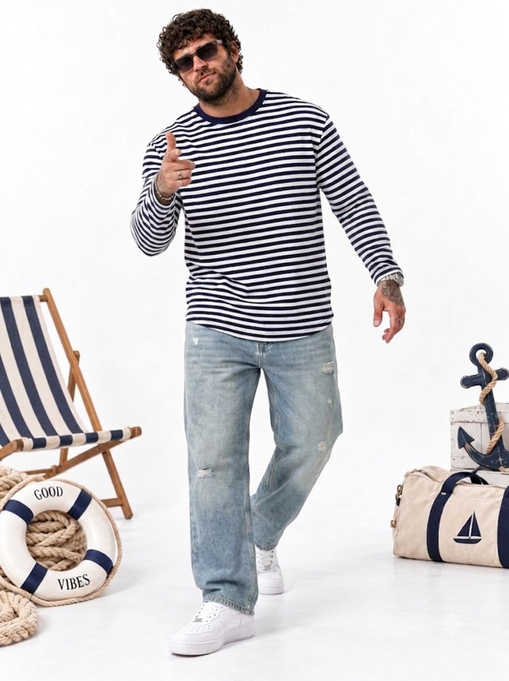 PLUS SIZE MEN STRIPER T-SHIRT | XL-7XL