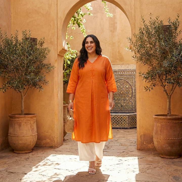 PLUS SIZE WOMEN’S SOLID ETHNIC KURTA | XL-7XL