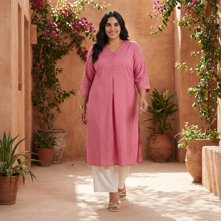 PLUS SIZE WOMEN’S SOLID ETHNIC KURTA | XL-7XL