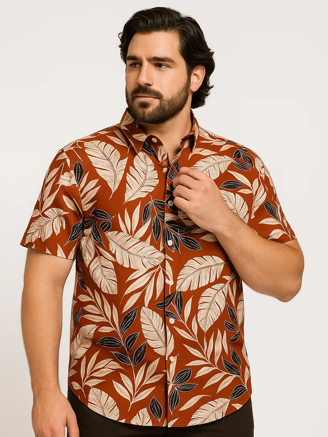 PLUS SIZE TROPICAL PRINTED COTTON HOLIDAY HALF SLEEVE SHIRT FOR MEN | XL-7XL