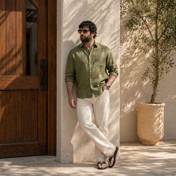 PLUS SIZE SOLID LINEN SHIRT FOR MEN | XL-7XL