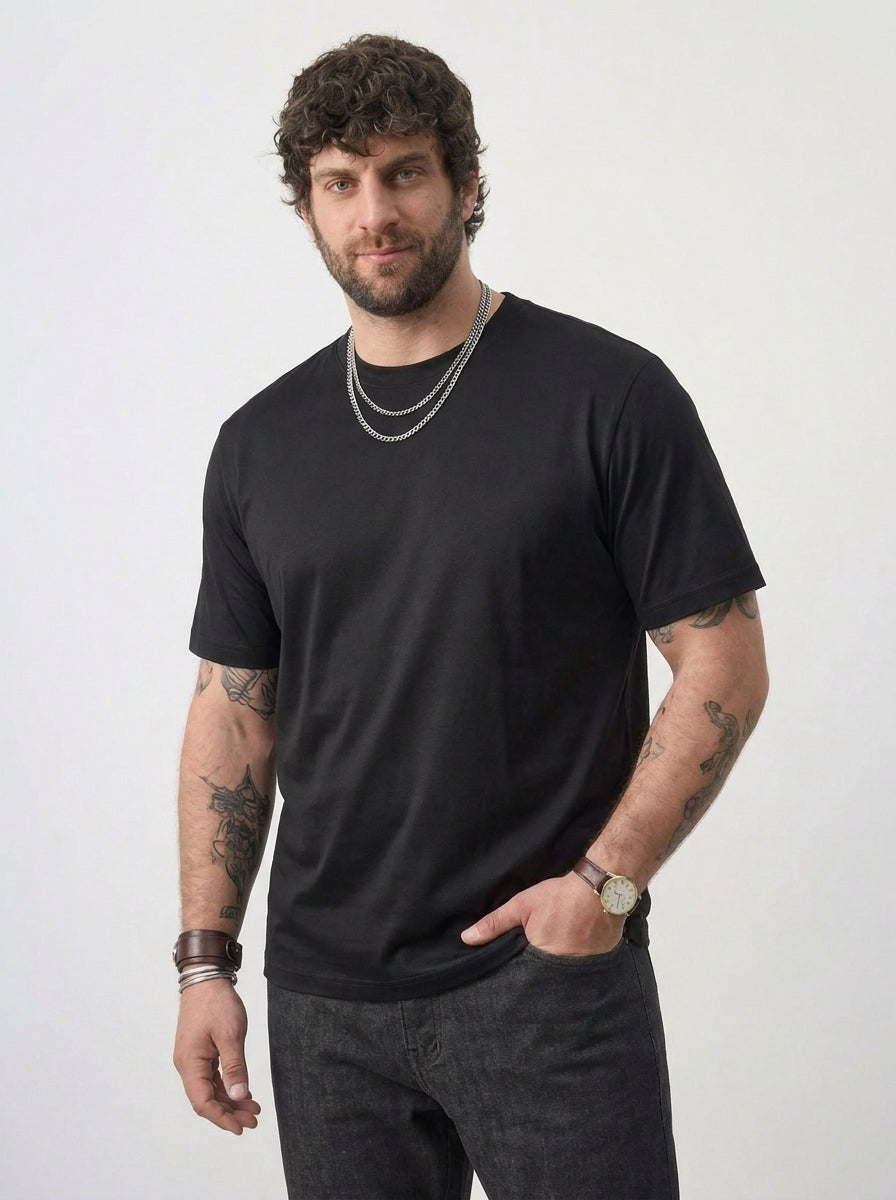 PLUS SIZE MERCERIZED COTTON T-SHIRT FOR MEN | XL-7XL
