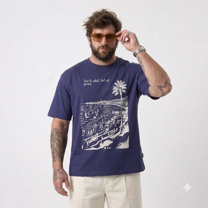 PLUS SIZE SAINT TROPEZ HOLIDAY T-SHIRT FOR MEN | XL-7XL
