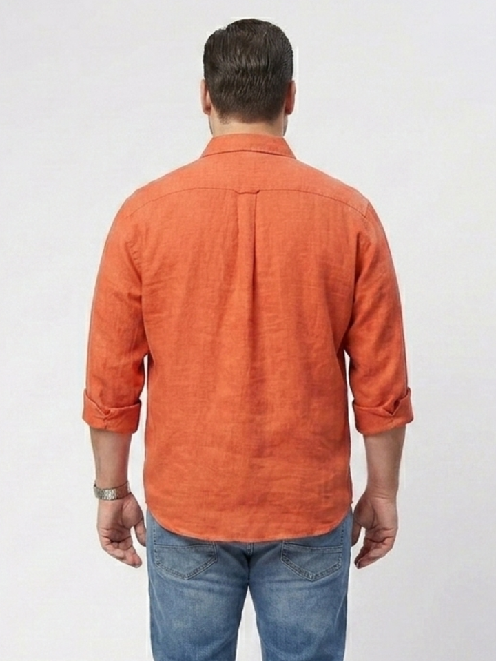 PLUS SIZE SOLID COTTON LINEN SHIRT FOR MEN | XL-7XL