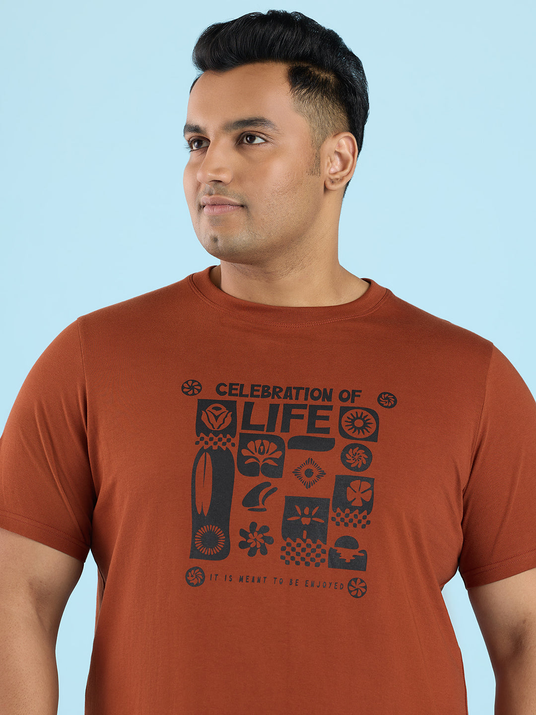 PLUS SIZE STRUCTURE KNIT GRAPHIC T-SHIRT FOR MEN | XL-7XL