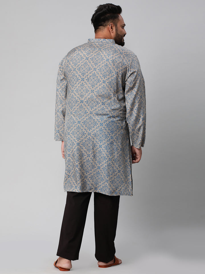 Plus Size Artisanal Print Men's Kurta | XL-7XL
