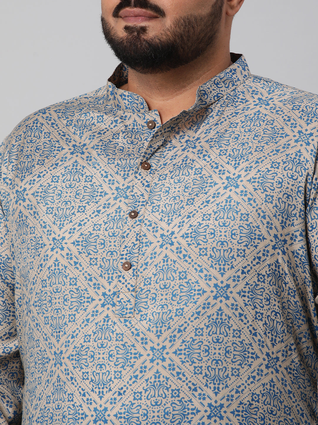 Plus Size Artisanal Print Men's Kurta | XL-7XL