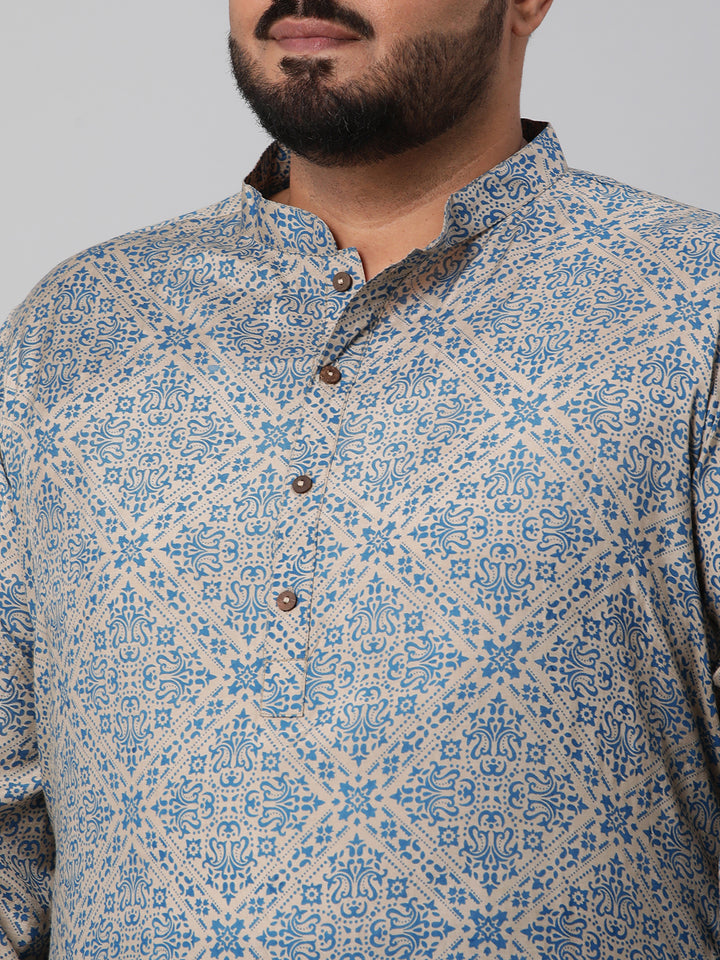 Plus Size Artisanal Print Men's Kurta | XL-7XL