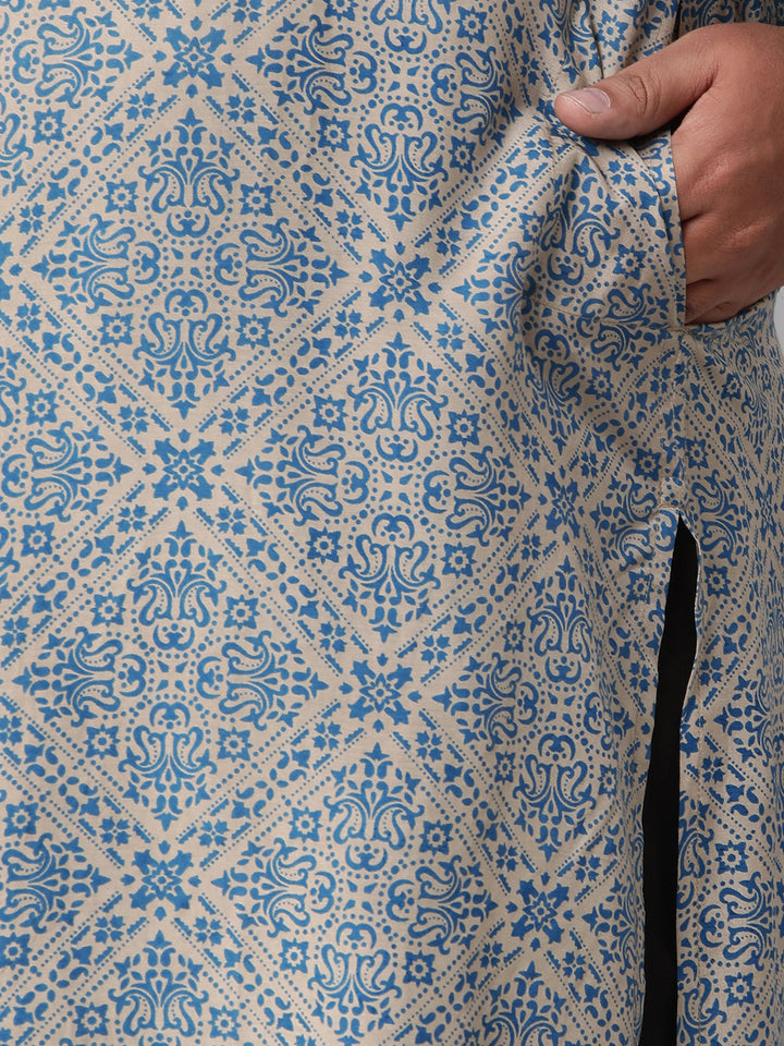 Plus Size Artisanal Print Men's Kurta | XL-7XL