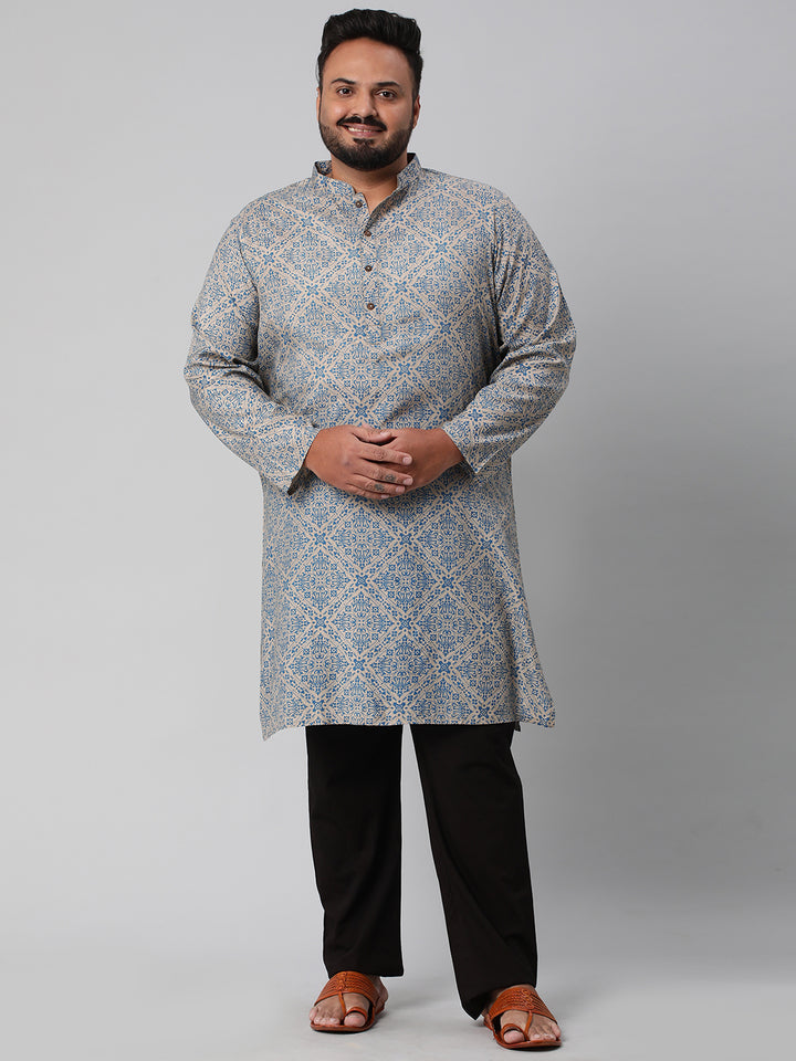 Plus Size Artisanal Print Men's Kurta | XL-7XL