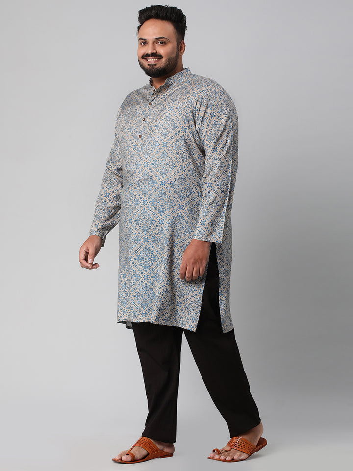 Plus Size Artisanal Print Men's Kurta | XL-7XL