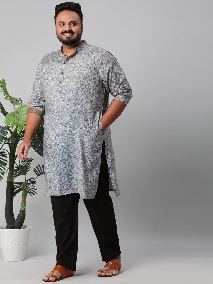 Plus Size Artisanal Print Men's Kurta | XL-7XL