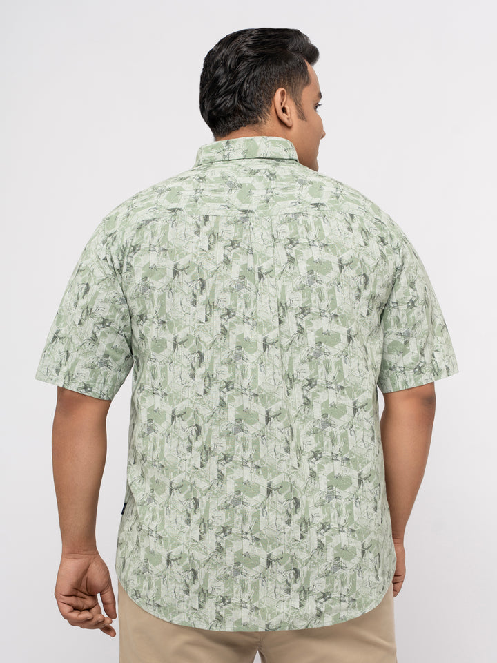 Plus size soft Cotton Printed Holiday Half Sleeve Shirt For Men | XL-7XL