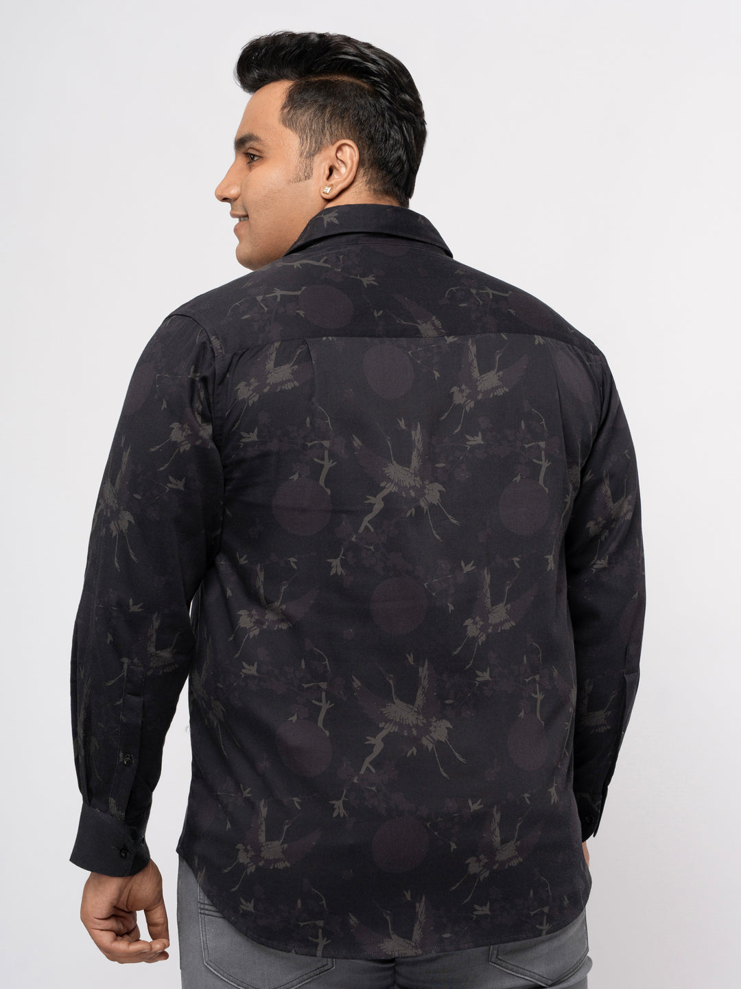 Plus size Printed Stretch Satin Party Shirt For Men | XL-7XL