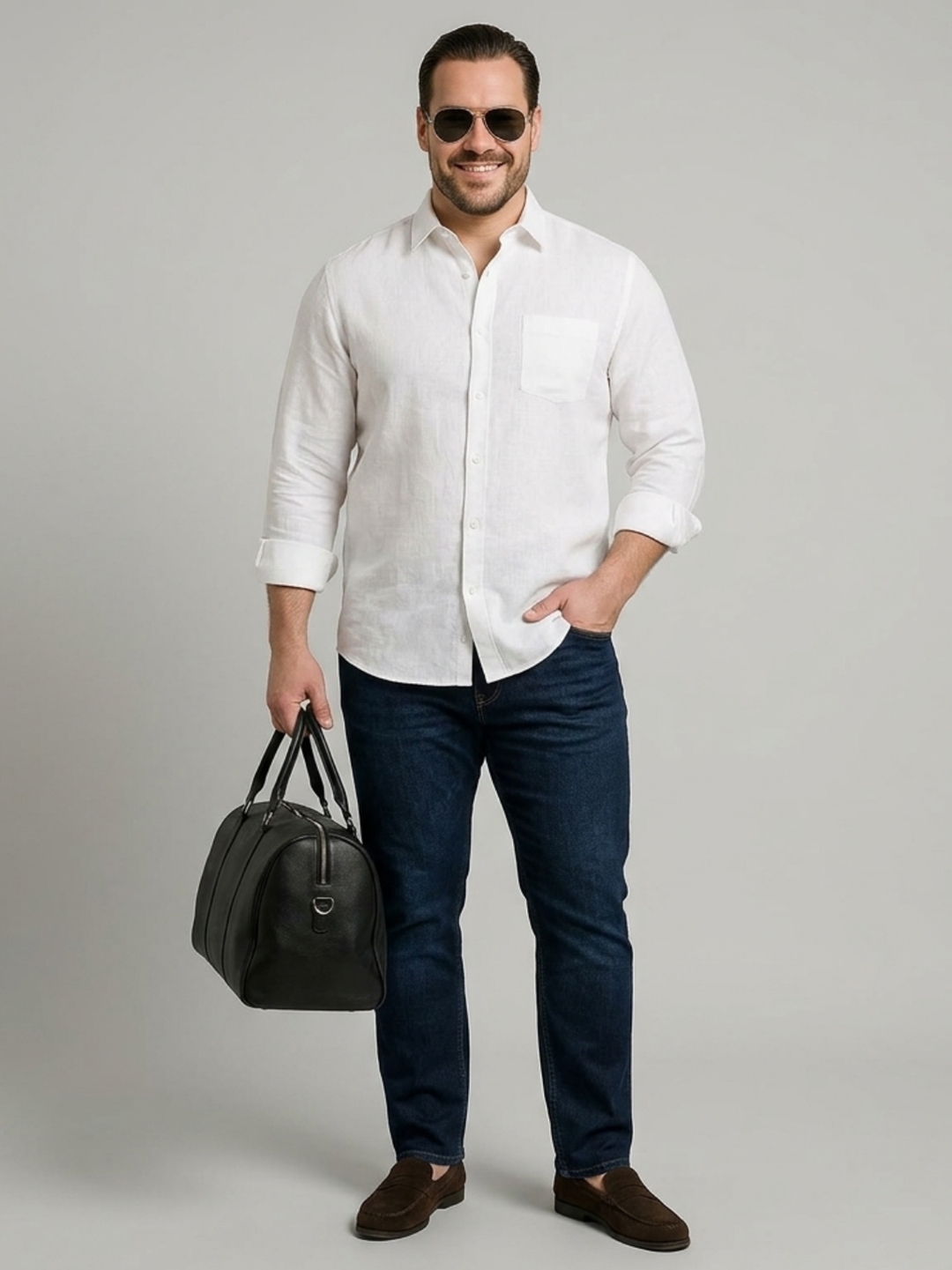 PLUS SIZE SOLID LINEN SHIRT FOR MEN | XL-7XL