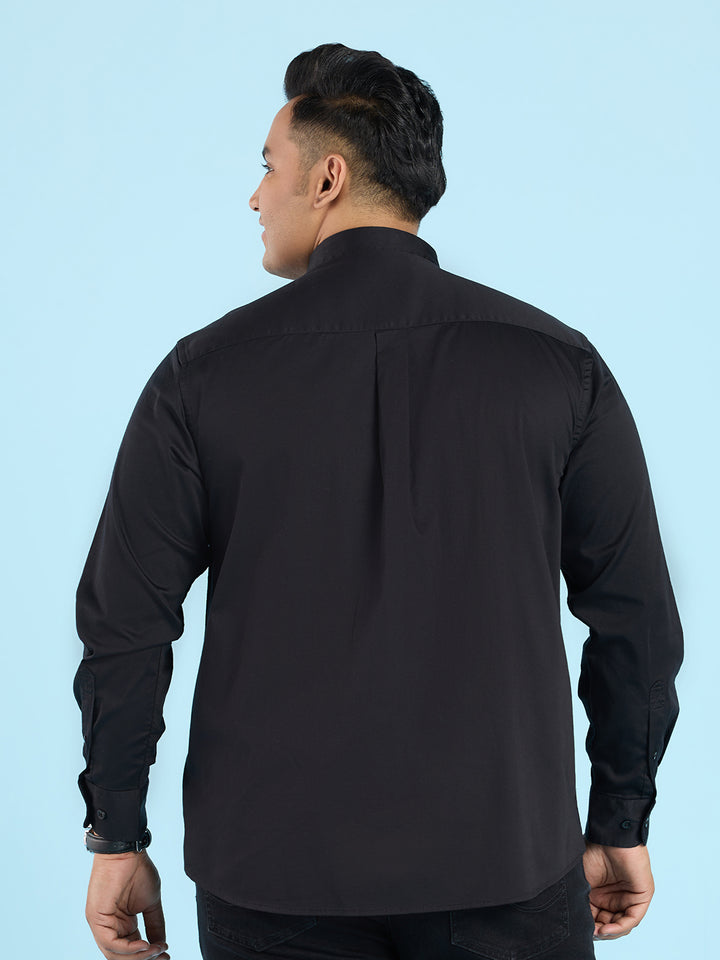 Monochrome Black Stretch Satin Shirt