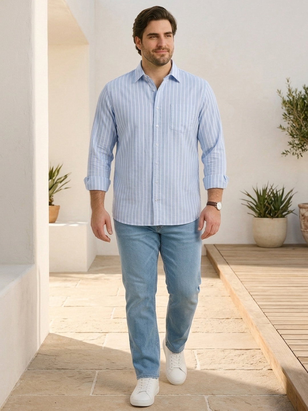 PLUS SIZE MEN STRIPE SHIRT| XL-7XL