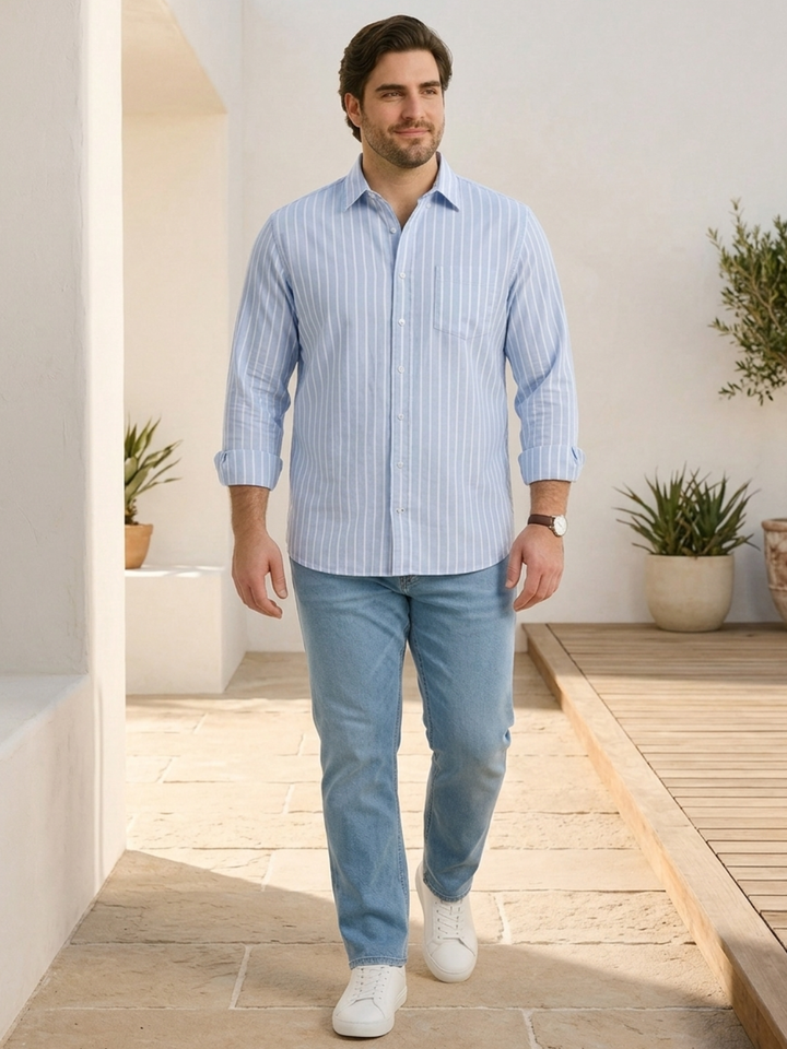 PLUS SIZE MEN STRIPE SHIRT| XL-7XL