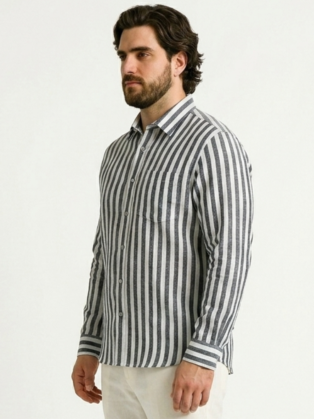 PLUS SIZE MEN STRIPE SHIRT| XL-7XL