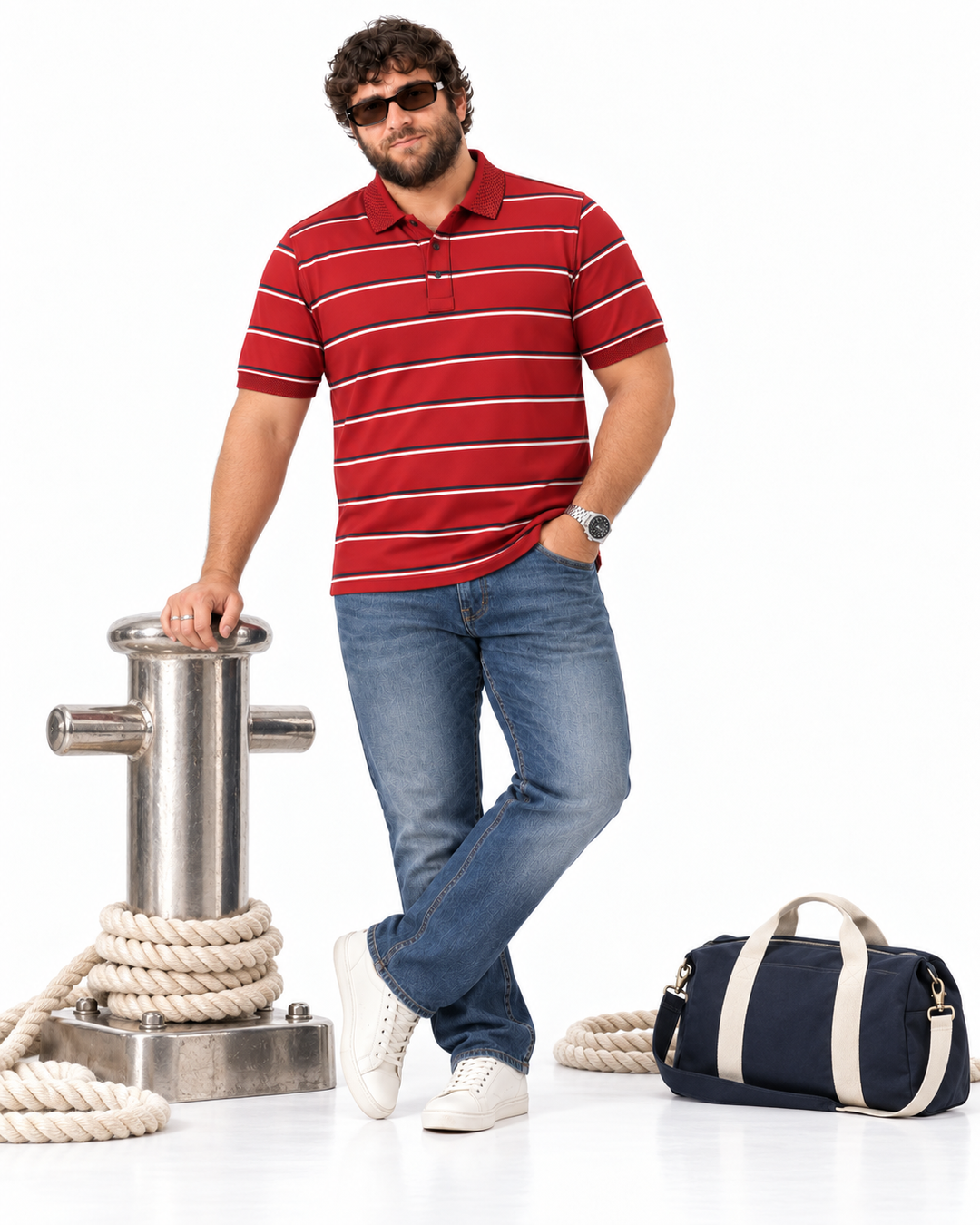 PLUS SIZE MEN STRIPER POLO | XL-7XL