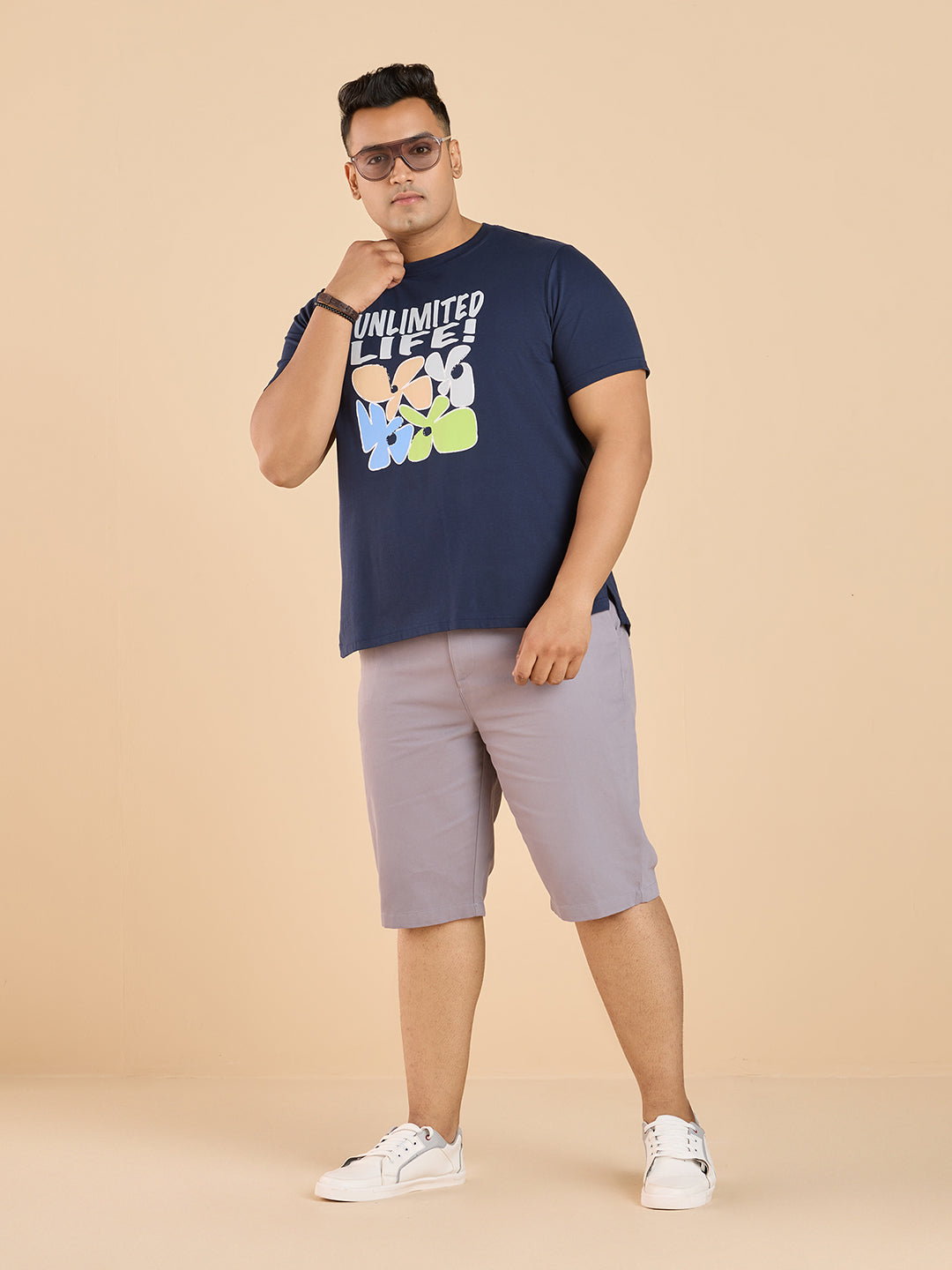 PLUS SIZE STRUCTURE KNIT GRAPHIC T-SHIRT FOR MEN | XL-7XL