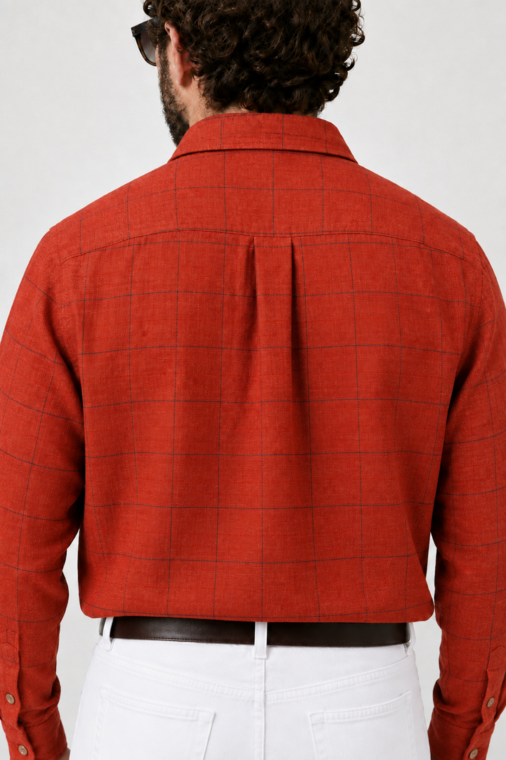 PLUS SIZE LINEN CHECK SHIRT FOR MEN | XL-7XL