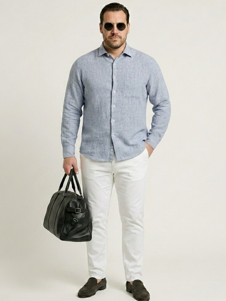 PLUS SIZE MEN SOLID LINEN SHIRT| XL-7XL