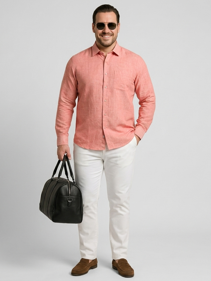 PLUS SIZE MEN SOLID LINEN SHIRT| XL-7XL
