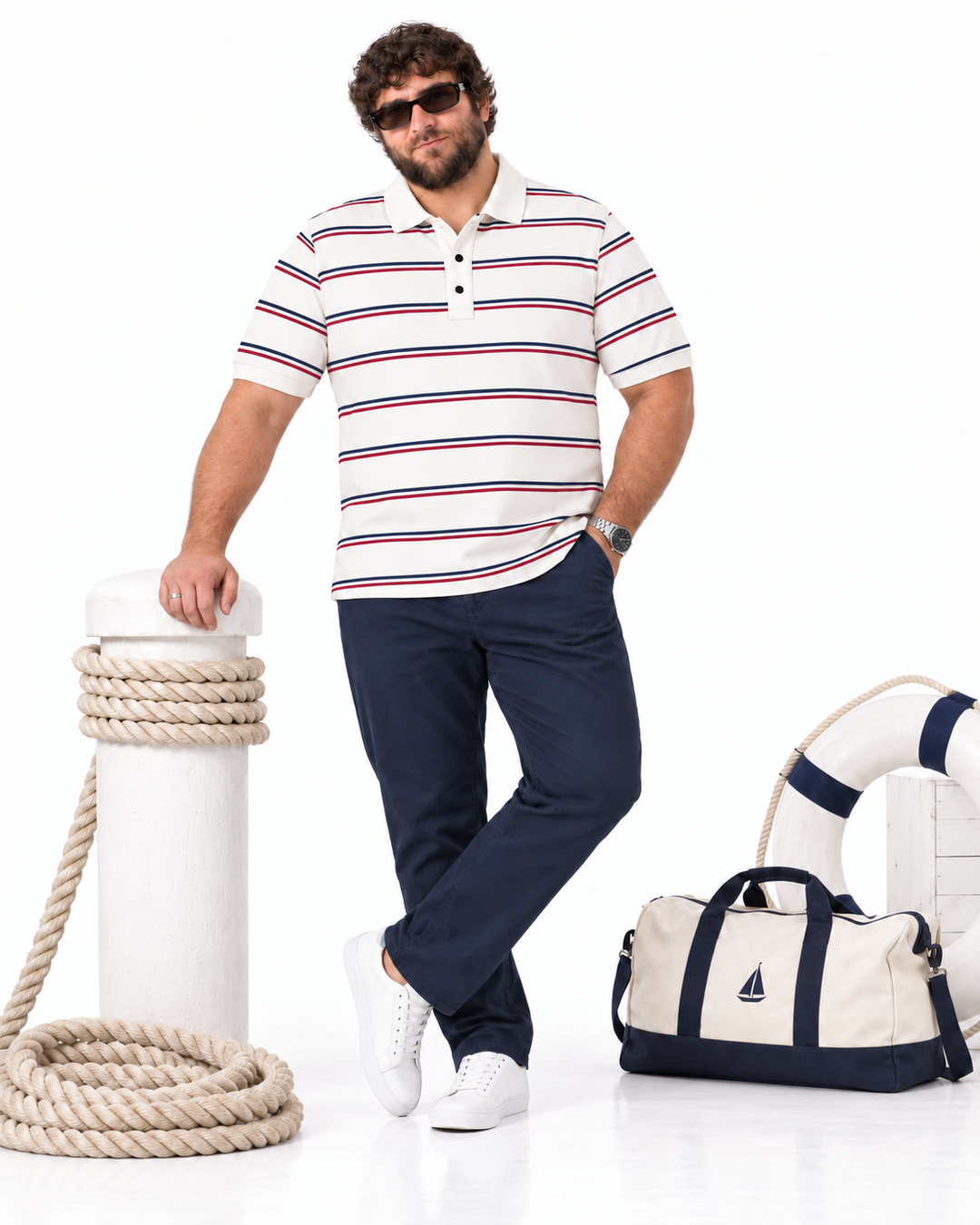 PLUS SIZE MEN STRIPER POLO | XL-7XL