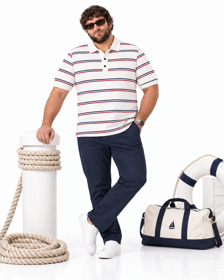 PLUS SIZE MEN STRIPER POLO | XL-7XL