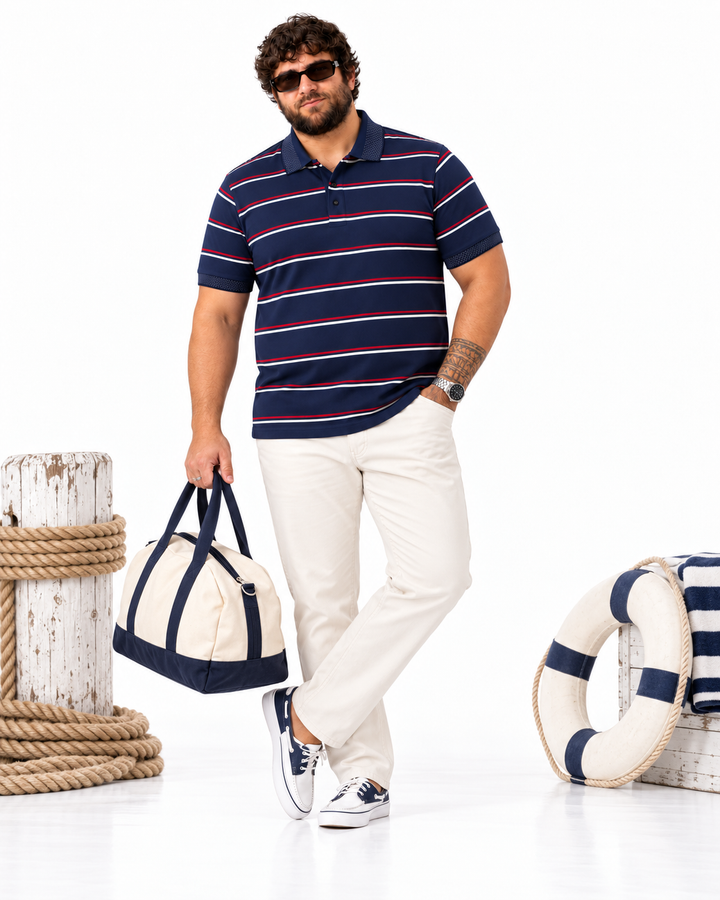PLUS SIZE MEN STRIPER POLO | XL-7XL