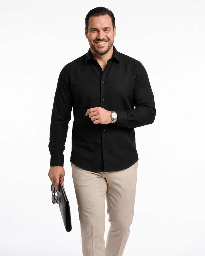 PLUS SIZE SOLID DOBBY SHIRT FOR MEN | XL-7XL