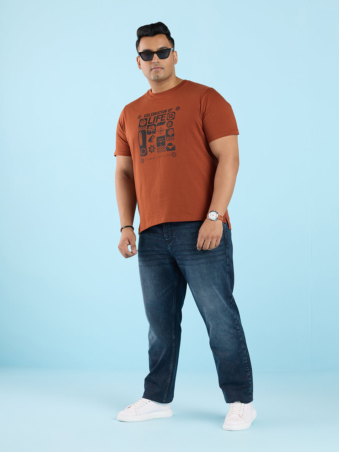 PLUS SIZE STRUCTURE KNIT GRAPHIC T-SHIRT FOR MEN | XL-7XL