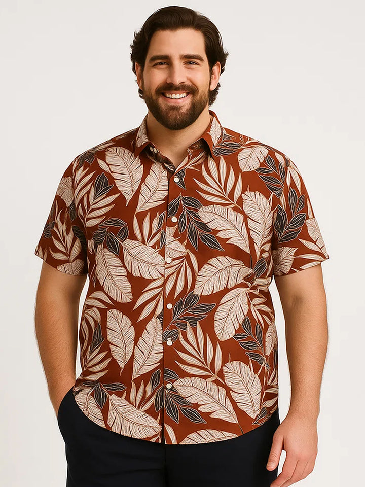 PLUS SIZE TROPICAL PRINTED COTTON HOLIDAY HALF SLEEVE SHIRT FOR MEN | XL-7XL