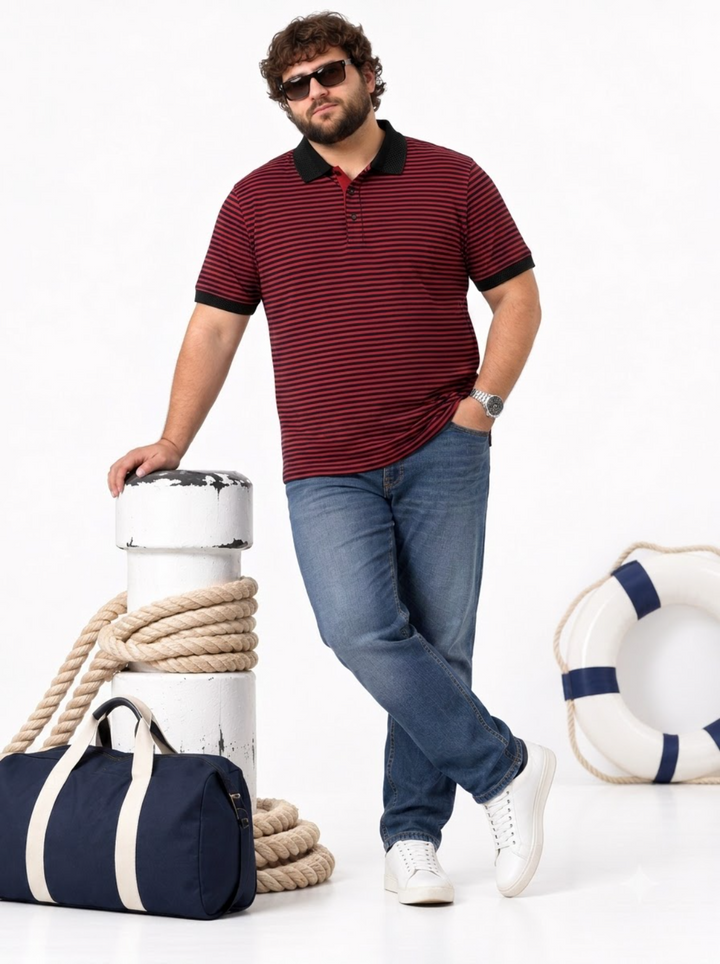 PLUS SIZE MEN STRIPER POLO | XL-7XL