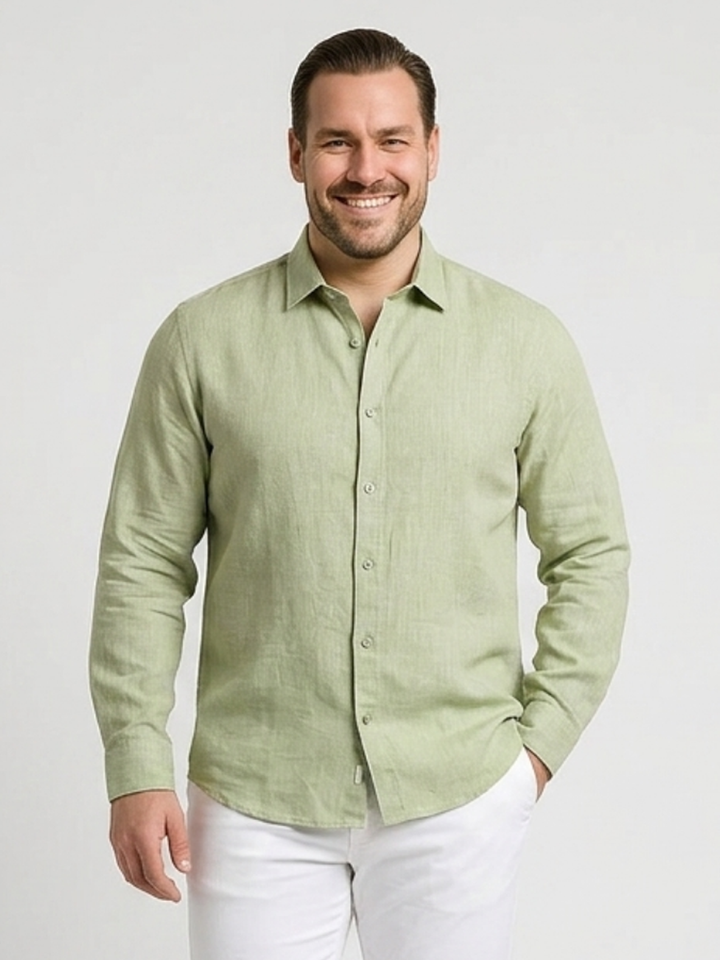 PLUS SIZE MEN SOLID LINEN SHIRT| XL-7XL