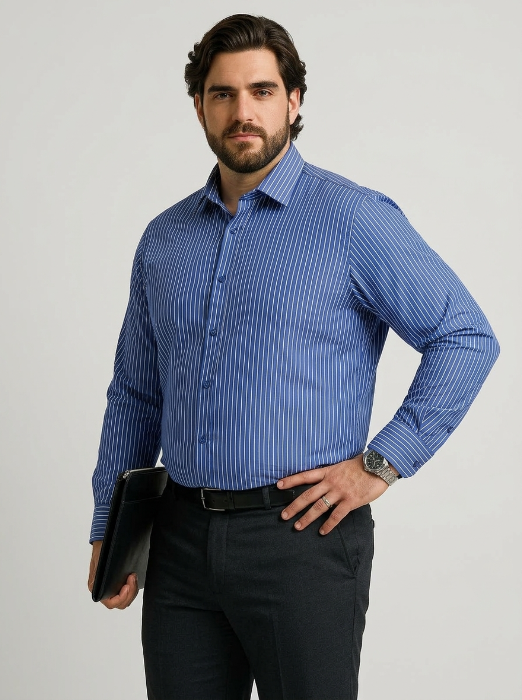 PLUS SIZE STRIPE GIZA SHIRT FOR MEN | XL-7XL