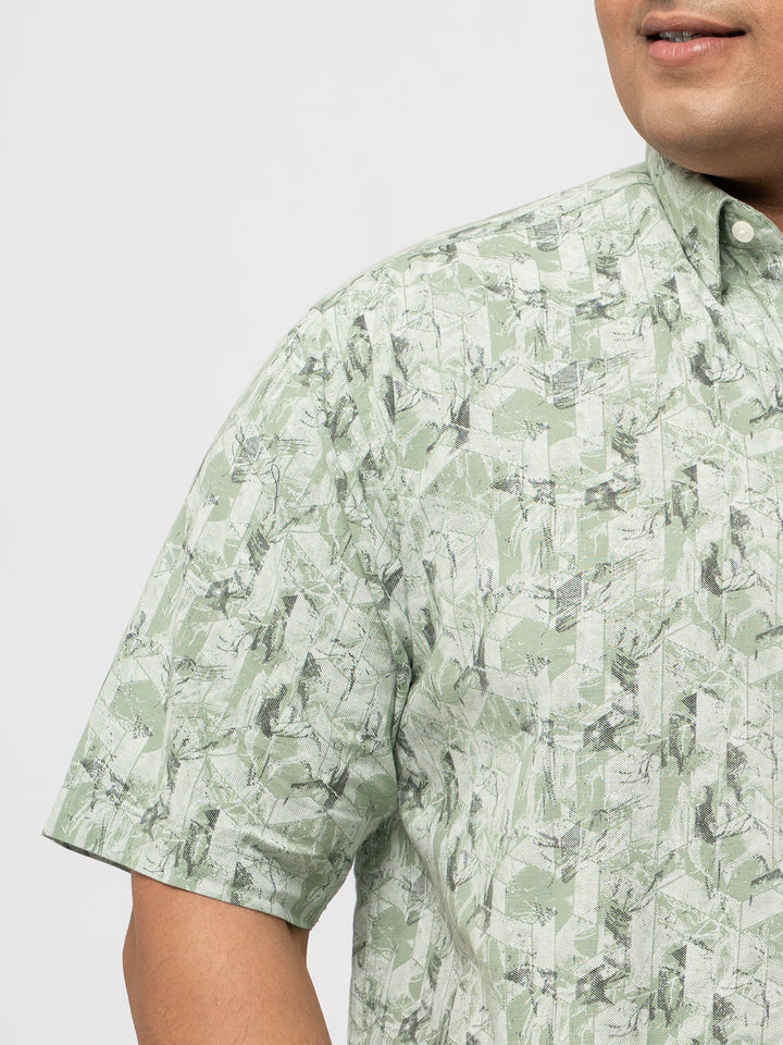 Plus size soft Cotton Printed Holiday Half Sleeve Shirt For Men | XL-7XL