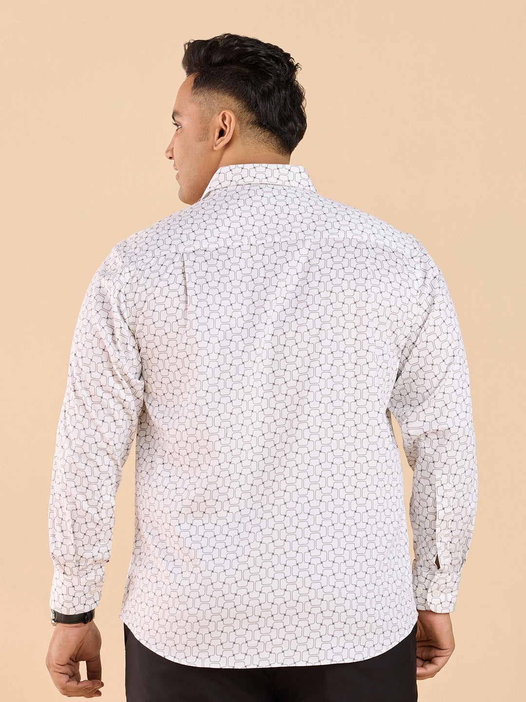 Dapper Geometric Tile Statement Stretch Shirt