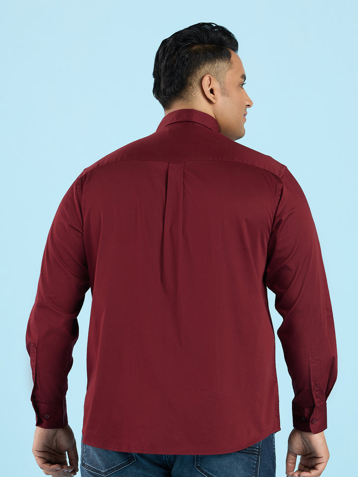 Gem Tone Solid Stand Collar Satin Stretch Shirt