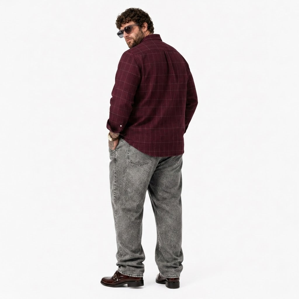 PLUS SIZE LINEN CHECK SHIRT FOR MEN | XL-7XL