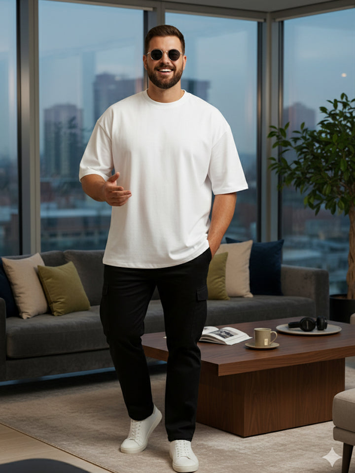 PLUS SIZE RED LABEL COTTON LYCRA LOOSE FIT T-SHIRT FOR MEN | XL-7XL