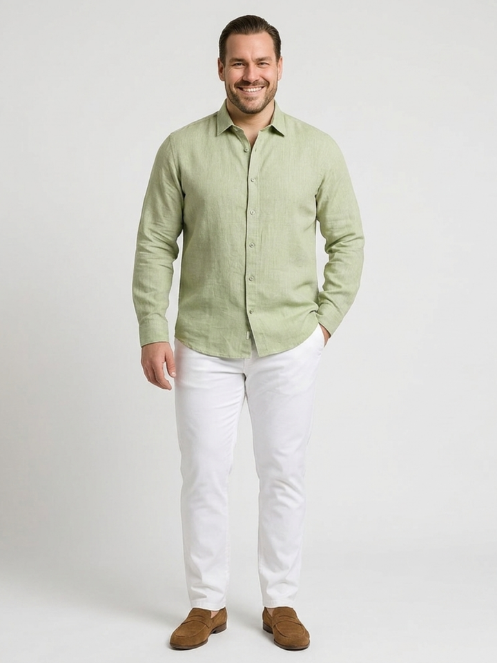 PLUS SIZE MEN SOLID LINEN SHIRT| XL-7XL