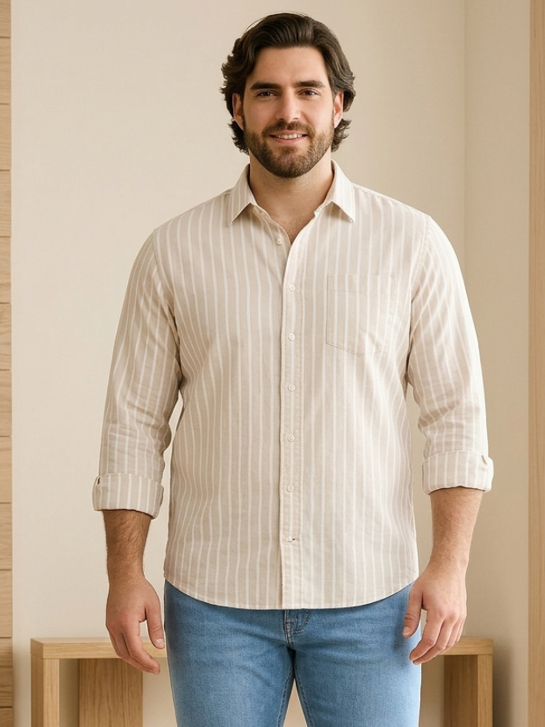 PLUS SIZE MEN STRIPE SHIRT| XL-7XL