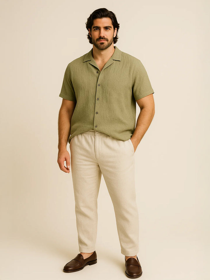 PLUS SIZE LOUNGE SEERSUCKER STRETCH HALF SLEEVE SHIRT FOR MEN | XL-7XL