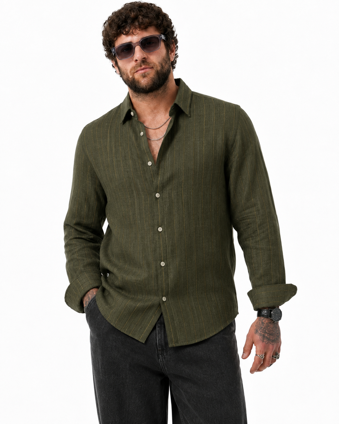 PLUS SIZE LINEN STRIPE SHIRT FOR MEN | XL-7XL