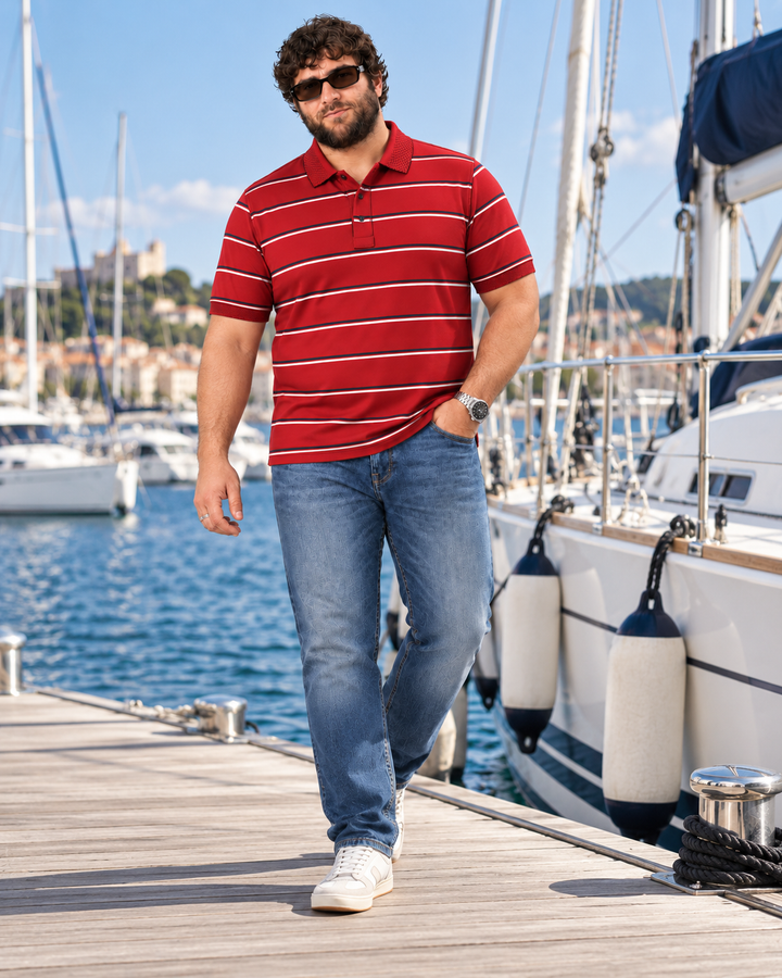 PLUS SIZE MEN STRIPER POLO | XL-7XL
